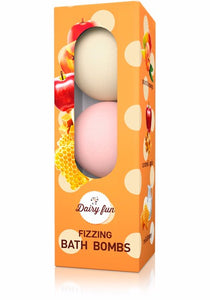 Fizzing bath bombs: peach, apple, milk and honey
