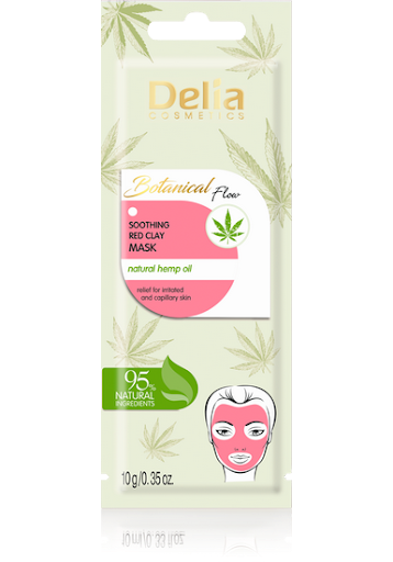 Soothing red clay mask with natural hemp oil